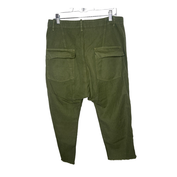 Nili Lotan 6 Slouchy Luna Pant $395 Cropped Drop Crotch Cotton Army Green - Picture 5 of 10